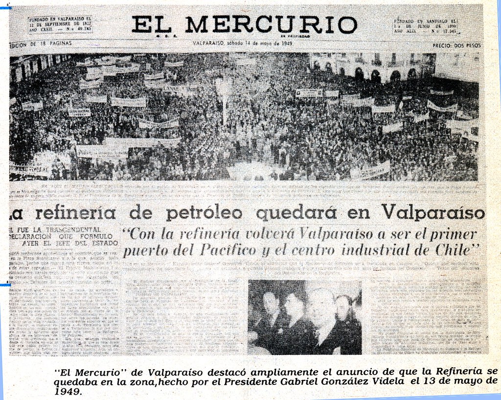Noticia de El Mercurio sobre la refinería en Valparaíso
